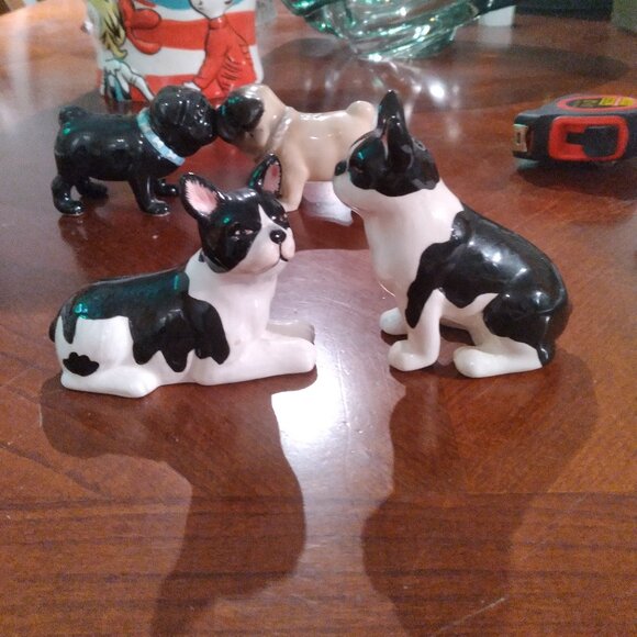 Vintage Black & White Bostone Terrier Dog Salt & Pepper Shakers - Picture 2 of 4